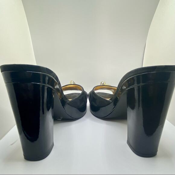 COACH Vintage Black Gold Toggle Platform Block Heel Slide Sz. 8.5 - Picture 4 of 7